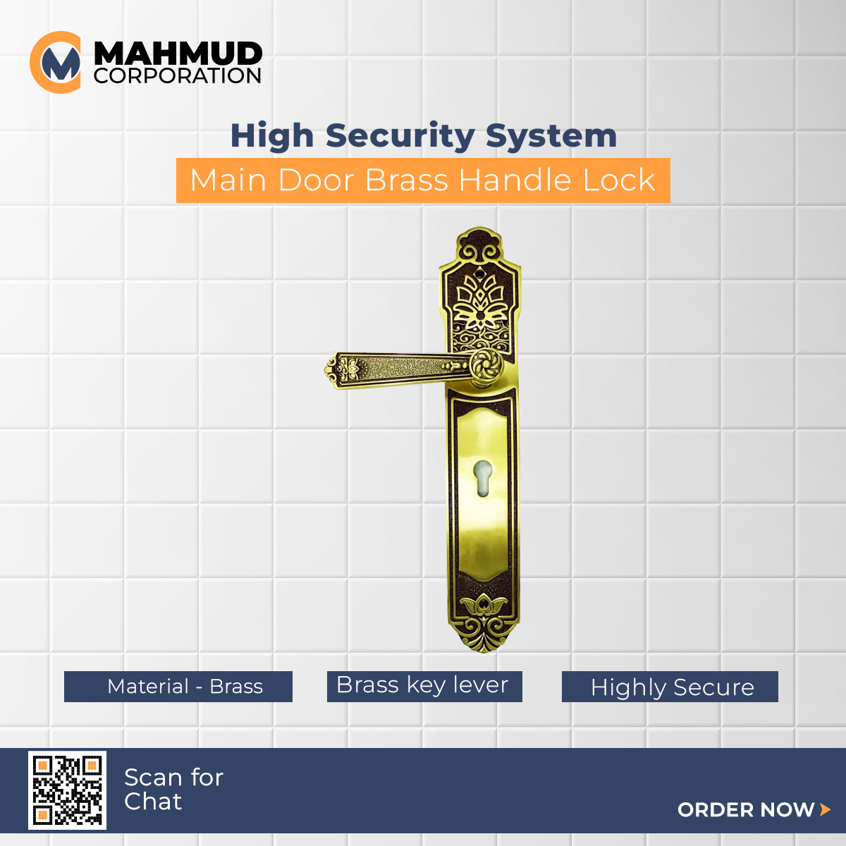 Picture of High Security System Main Door Brass Handle Lock
