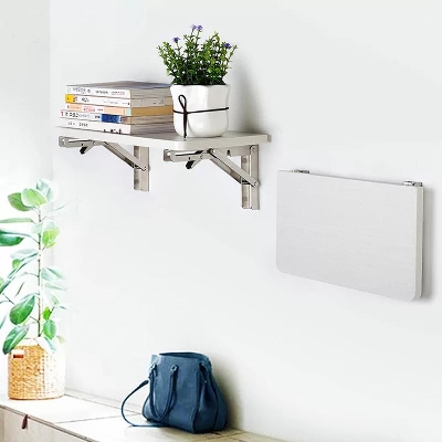 Picture of 2pcs=1set 12" Triangular SS Brackets Wall Mounted K-type Shelf Brackets Collapsible Shelf Bracket Folding Triangular Brackets Foldable Shelf Brackets Triangle Table Bench Folding Shelf Bracket-MHN