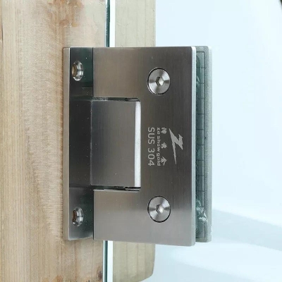 Picture of 2ps 90°Brushed Glass 304Stainless steel Hinge Bath Shower Door Glass Bathroom Clip Furniture Hardware Hinges Fitting