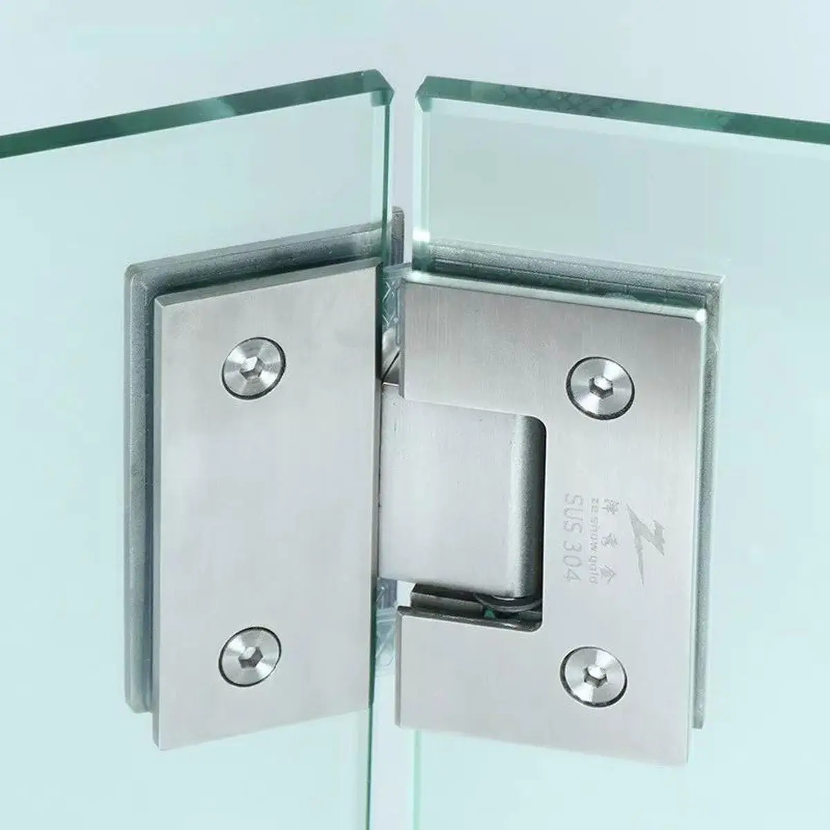 Picture of 2ps 135°Brushed Glass 304Stainless steel Hinge,Bath Shower Door Glass Bathroom Clip Furniture Hardware Hinges Fitting