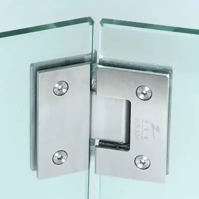 Picture of 2ps 135°Brushed Glass 304Stainless steel Hinge,Bath Shower Door Glass Bathroom Clip Furniture Hardware Hinges Fitting