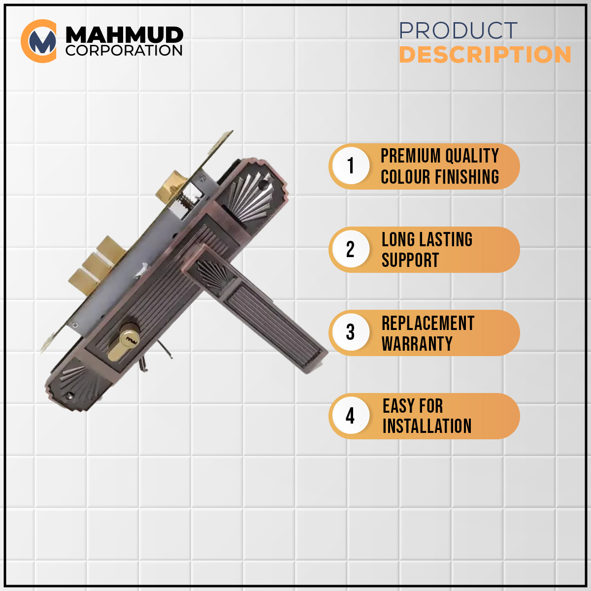 Picture of High Security system Brass Key&lever Handle Lock-GMT009