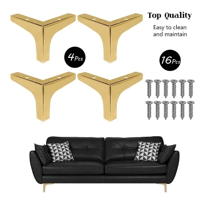 Picture of 4Pcs 4-Inch Furniture Legs Modern Style Furniture Sofa Matte Black Triple-cornered Feet for Table Cabinet Cupboard