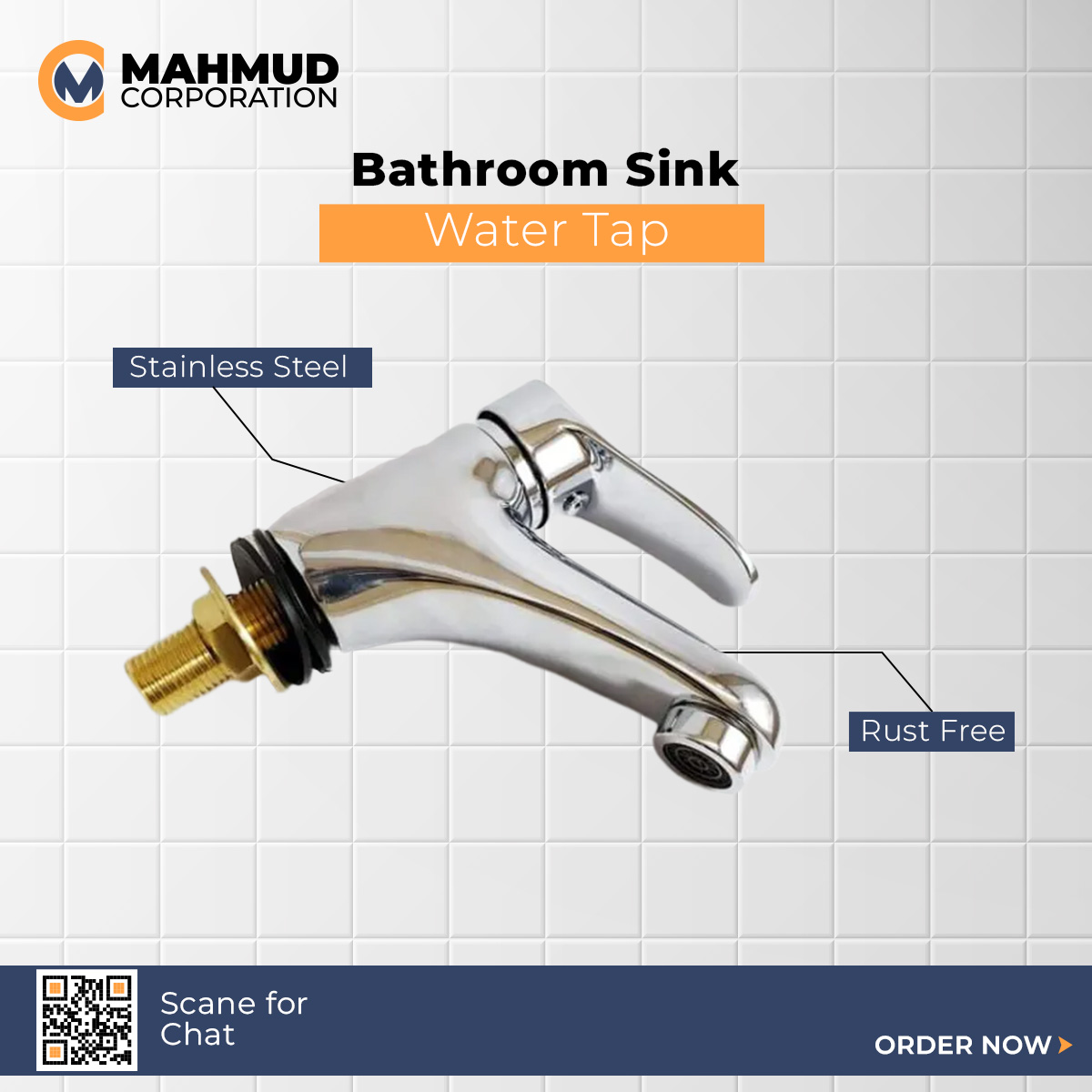 Picture of Bathroom Sink Chrome Finish Single Handle Basin Faucet Water Tap