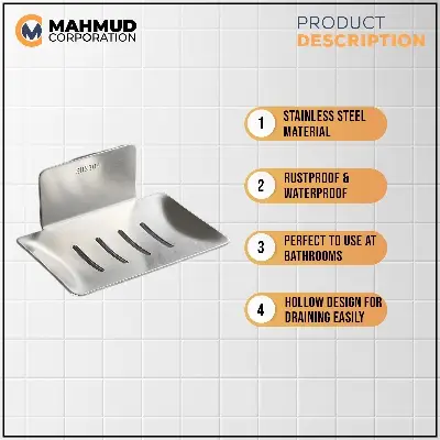 Picture of 1pc 304 Stainless Steel Soap Holders Storage Rack with Free Nail Glue Punch Free for Bathroom Kitchen Silver