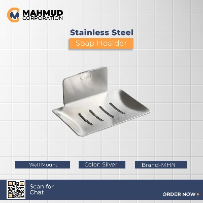 Picture of 1pc 304 Stainless Steel Soap Holders Storage Rack with Free Nail Glue Punch Free for Bathroom Kitchen Silver