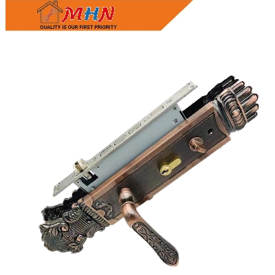 Picture of High Security System Main Door Handle Lock with Brass key&extra security system-MHN