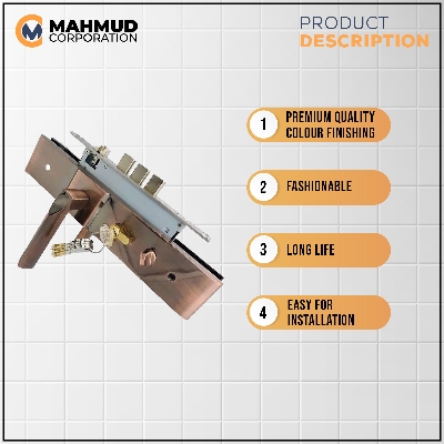 Picture of High Security System Main Door Handle Lock with Brass key&extra security system-MHN