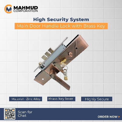 Picture of High Security System Main Door Handle Lock with Brass key&extra security system-MHN