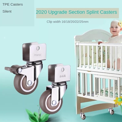 Picture of 4PS 1.5” Furniture Crib Casters Cabinet Clamp with Brake Wheels Soft Rubber Swivel Caster Furniture Hardware Fittings Pack of 4ps-MHN