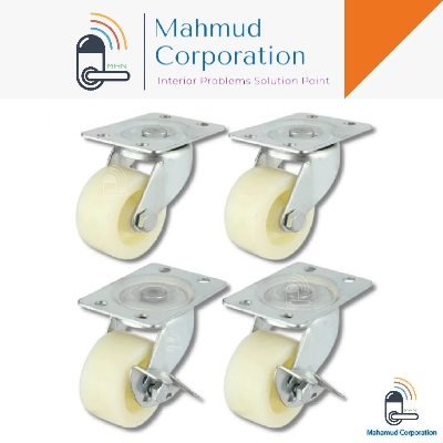 Picture of 2" 4PC Universal Swivel Casters Furniture Wheel Castor White PP Nylon Dual Roller Wheel For Platform Trolley Chair Fixed Swivel-MHN