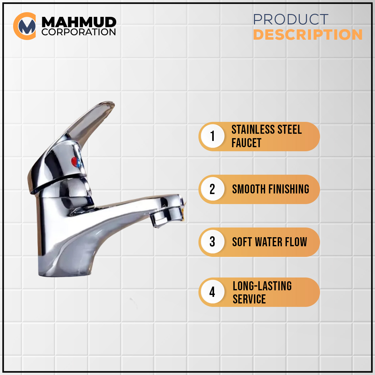 Picture of Bathroom Sink Chrome Finish Single Handle Basin Faucet Water Tap-MHN