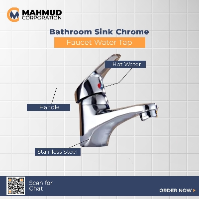 Picture of Bathroom Sink Chrome Finish Single Handle Basin Faucet Water Tap-MHN