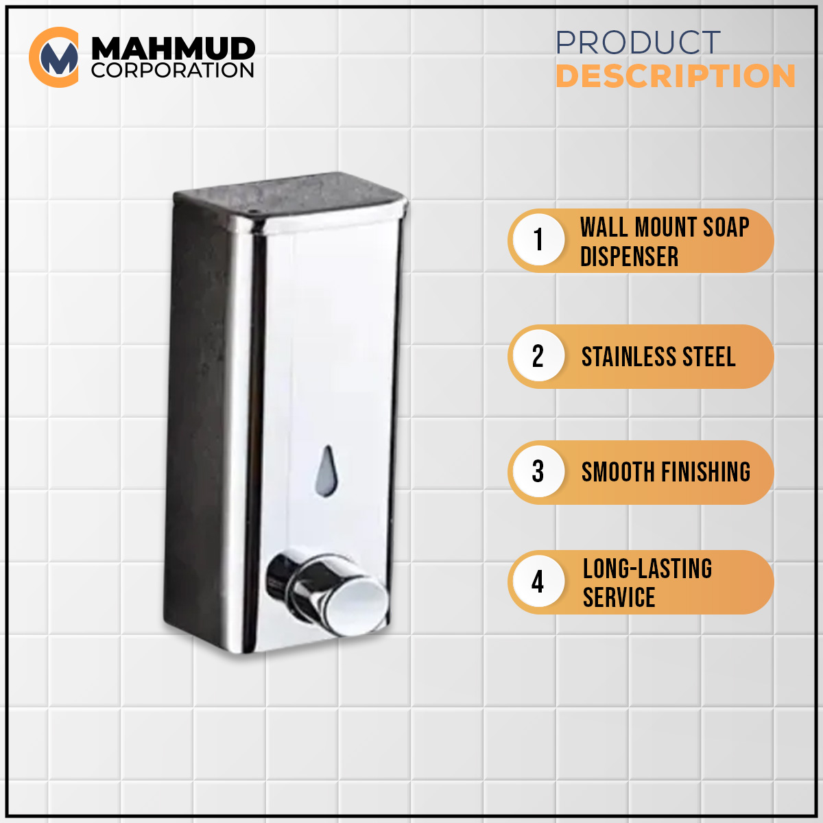 Picture of Stainless steel soap dispenser wall mount mirror finishing-MHN