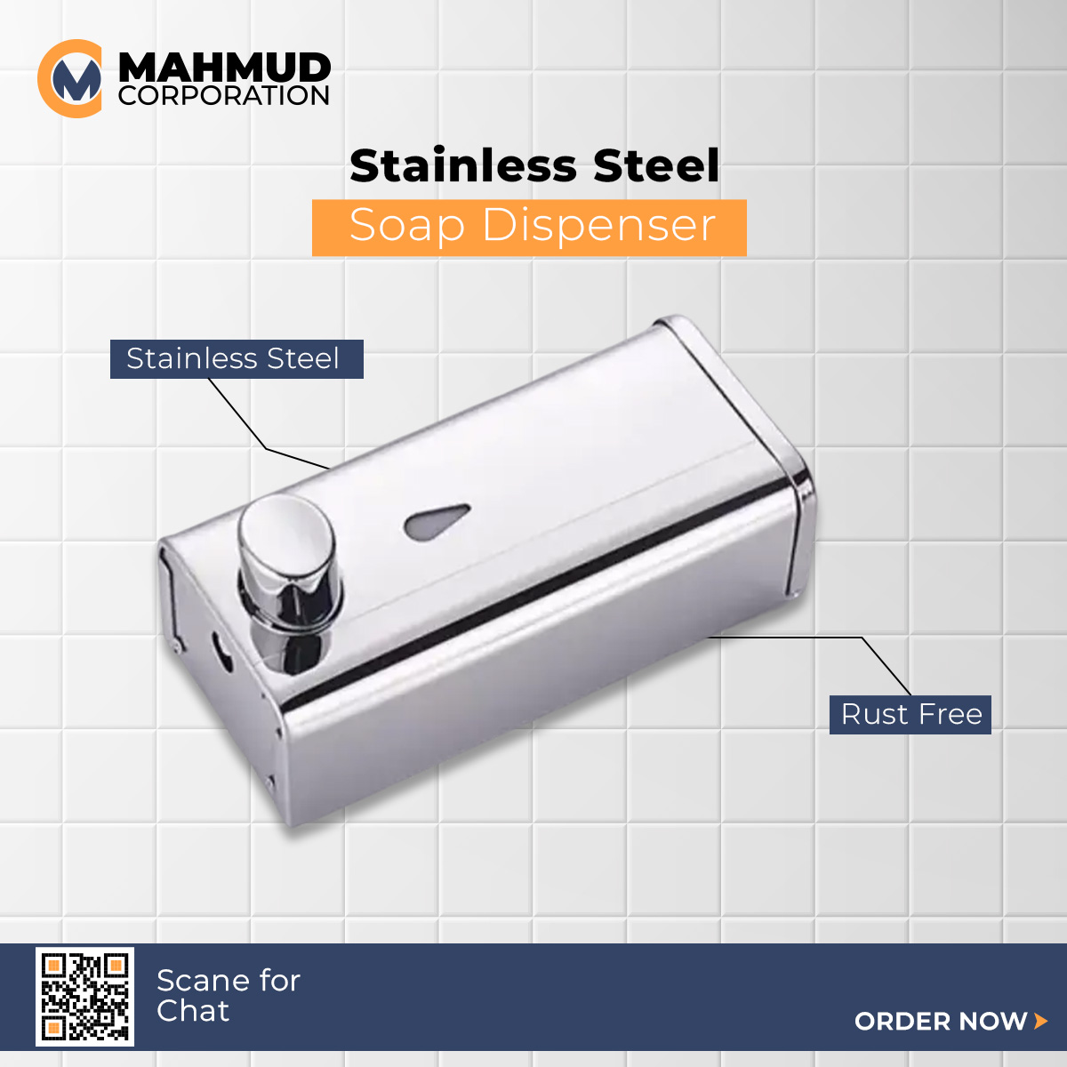 Picture of Stainless steel soap dispenser wall mount mirror finishing-MHN