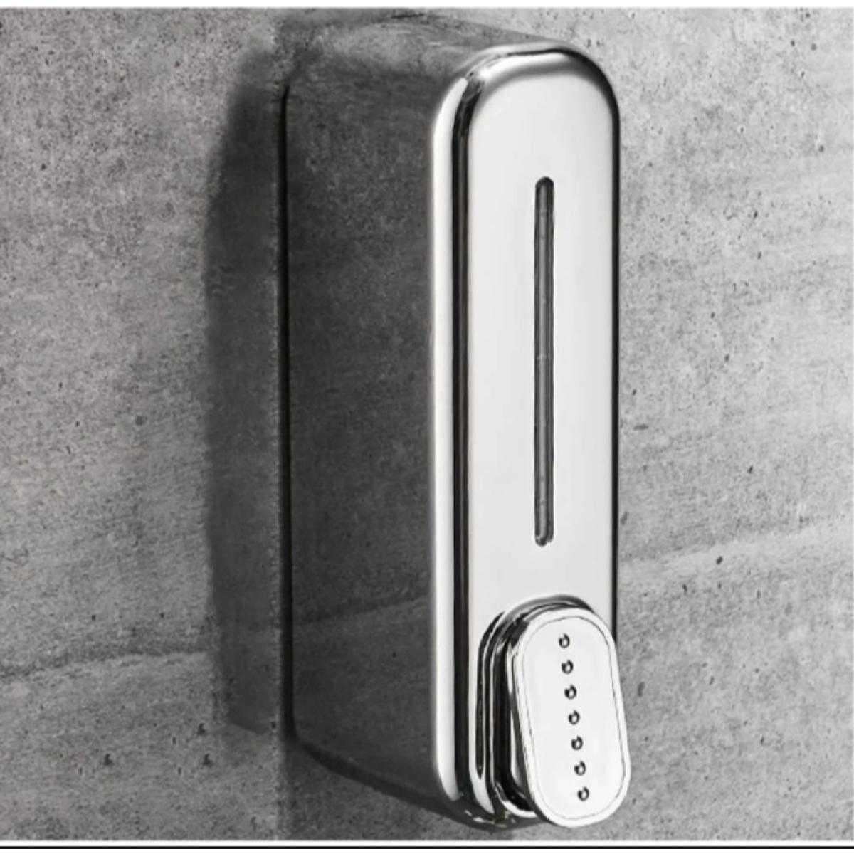 Picture of Wall Mount Soap Dispenser, Manual Large Capacity Preservative Hand Sanitizer Shampoo Dispenser Soap Pump Suitable for Bathroom Kitchen WC Hotel-Silver-350ml