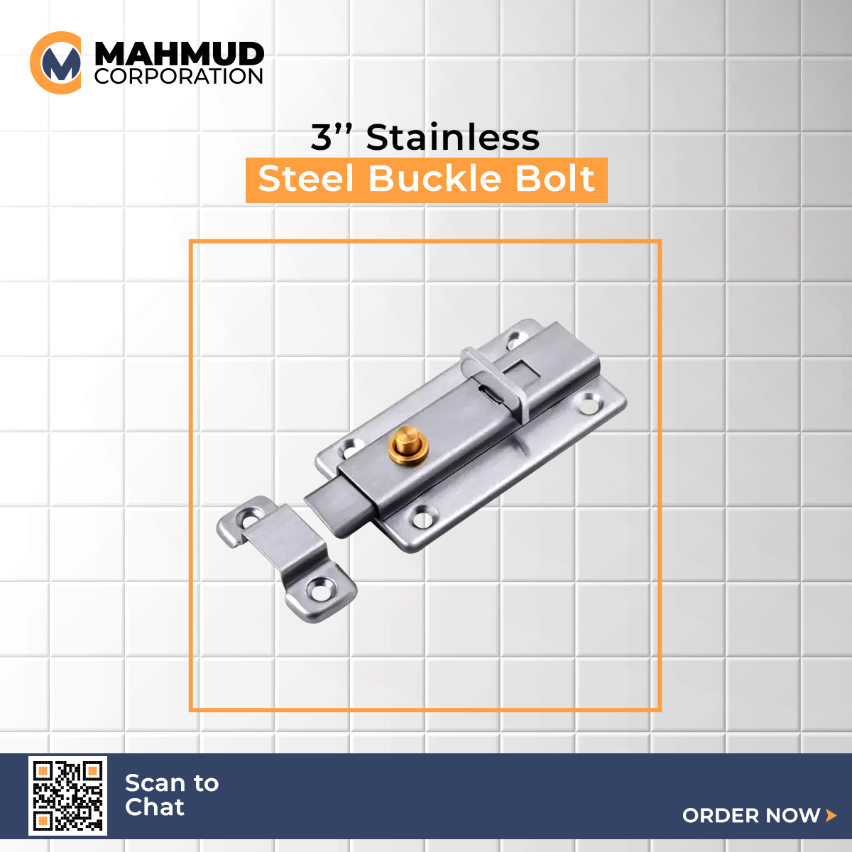 Picture of 3 Inch Stainless Steel Buckle Bolt Automatic Spring Latch Bolt Surface Mounted-MHN - door bottom sealing strip - Vintage Choice