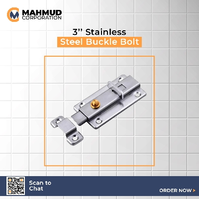 Picture of 3 Inch Stainless Steel Buckle Bolt Automatic Spring Latch Bolt Surface Mounted-MHN - door bottom sealing strip - Vintage Choice
