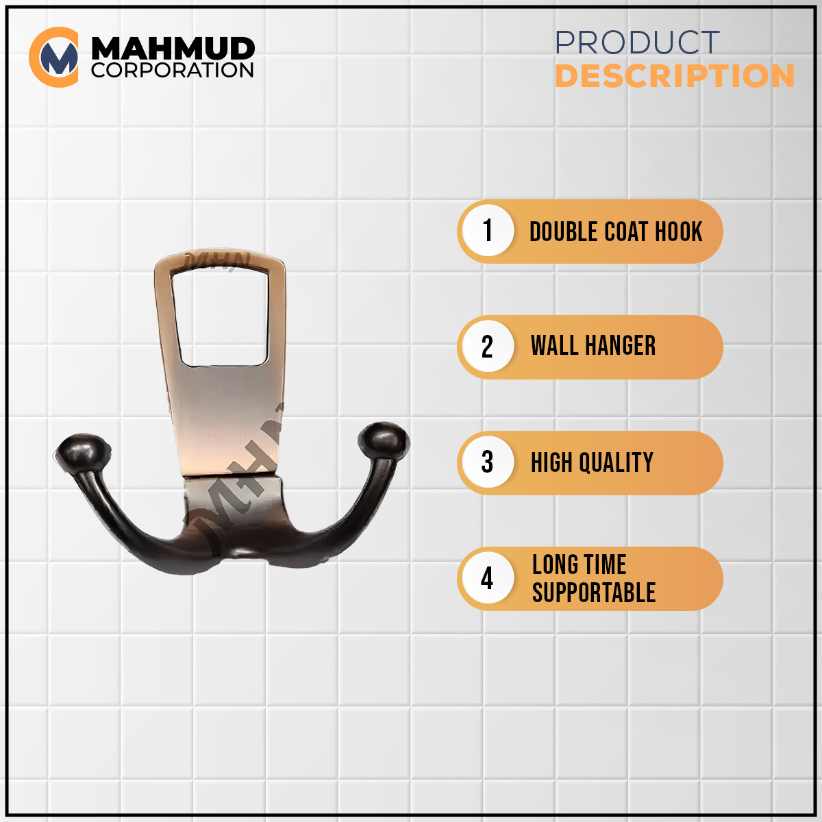 Picture of Double Antique Polished Designed Coat Hook Wall Hanger-MHN