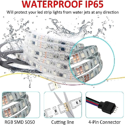 Picture of High Quality SMD 2835 DC 12V LED Strip Light with Remote 5 Meters RGB Color Special Lights for Ceiling Decoration