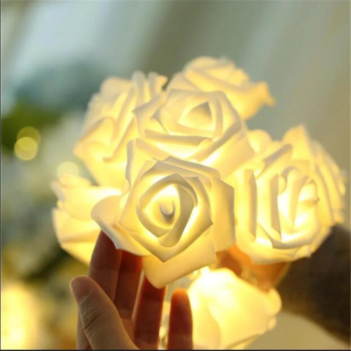 Picture of Decorative party fairy light warm white Artificial Soft fashionable White rose fairy led lights for decoration, party light-MHN