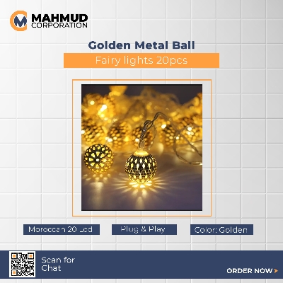 Picture of Golden Metal Ball/MOROCCAL Ball Fairy Light (Big Size), Metal Ball String Light - Fairy lights 20pcs string lights Party Wedding Decoration-MHN