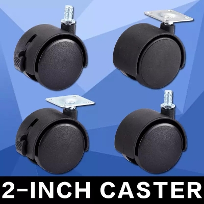 Picture of 2"(4ps=1set)Myhomera Chair Wheel Furniture Caster 48mm M8 Screw/Plate Swivel Castor 2 inch Wheels Hardware Trolley Silent Brake Protect-MHN