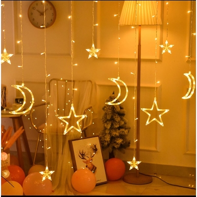 Picture of Moon Star LED Fairy Light for Curtains- 16 feet, 3 Moon, 3 Star, 6 Small Star