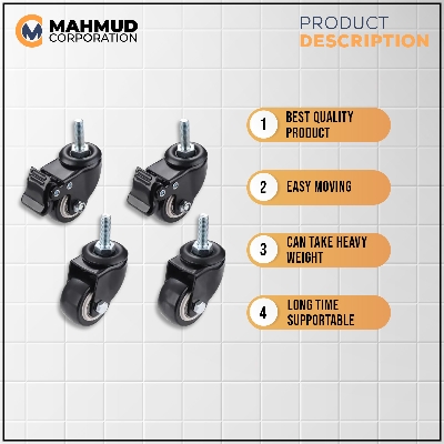 Picture of 4Pcs Furniture Caster Heavy Duty 200kg 1.5 inch 40mm 360 Rotatable Screw Swivel Castor Wheels Trolley Rubber Protective