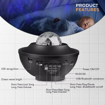 Picture of Galaxy Projector Star Starry Sky LED Night Light Projector Moon Lamp USB Bedroom Lamp Universal Mini LED Lights Projector Light Interior Ambient