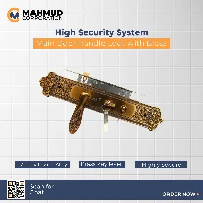 Picture of High Security System Main Door Handle Lock with Brass key