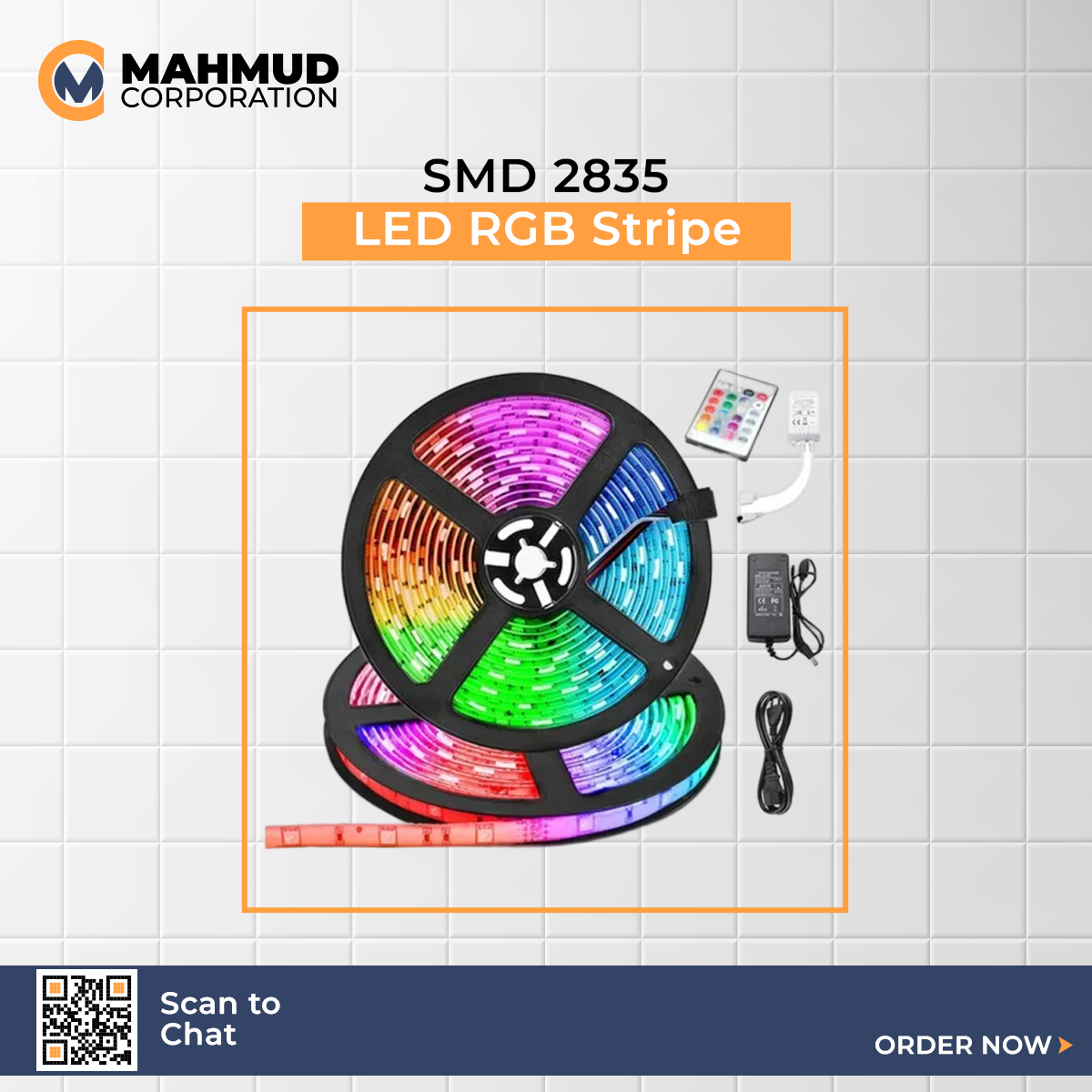 Picture of SMD 2835 DC 12V LED Strip Light With Remote- 5 meter RGB Colour fairy lights for ceiling decoration-MHNBuy 1 Get 1 Free - rgb light
