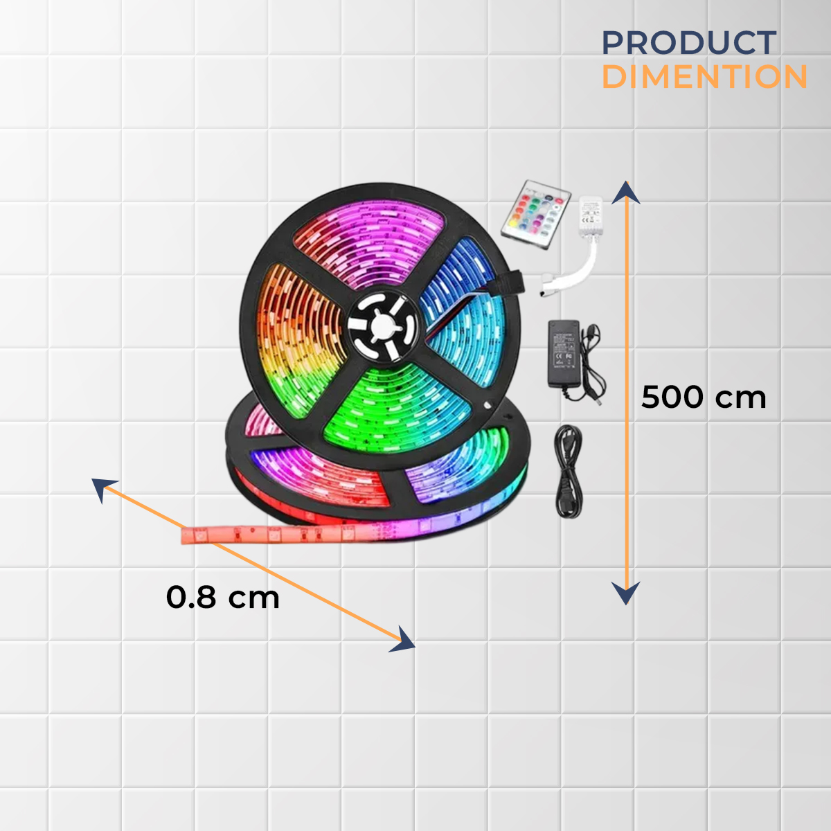 Picture of SMD 2835 DC 12V LED Strip Light With Remote- 5 meter RGB Colour fairy lights for ceiling decoration-MHNBuy 1 Get 1 Free - rgb light