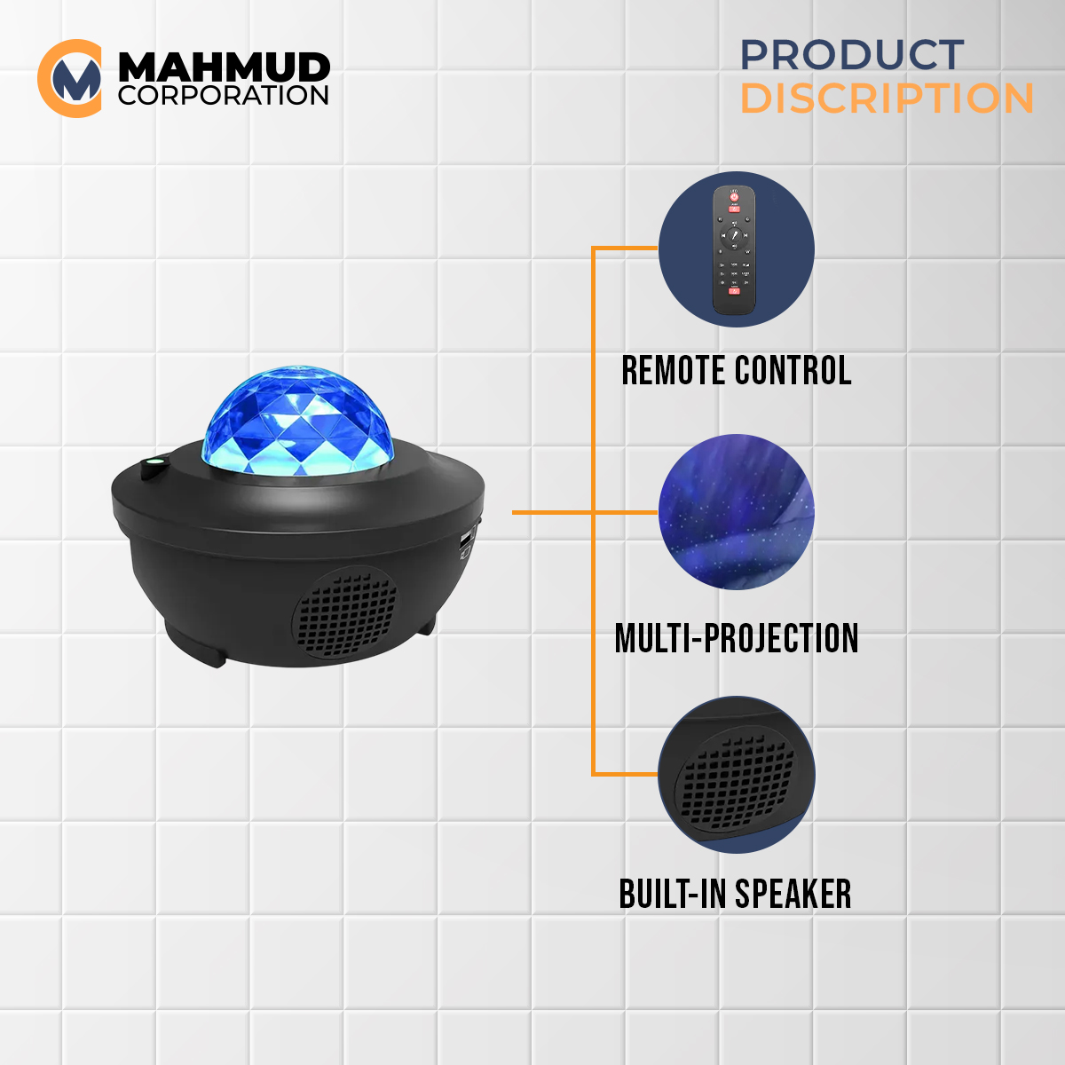 Picture of Galaxy Projector Star Starry Sky LED Night Light Projector Moon Lamp USB Bedroom Lamp Universal Mini LED Lights Projector Light Interior Ambient