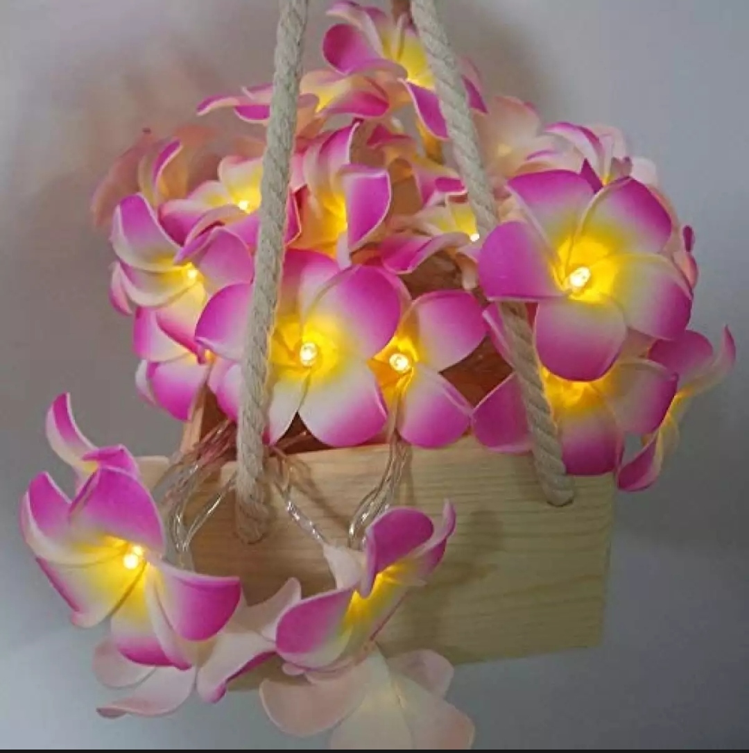 Picture of Foam artificial pink plumeria flower led string light bedroom decorative party fairy light 20pcs set