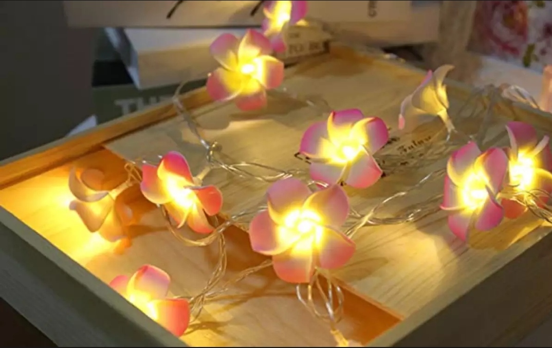 Picture of Foam artificial pink plumeria flower led string light bedroom decorative party fairy light 20pcs set