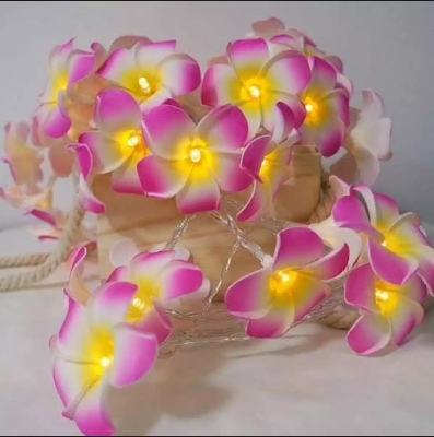 Picture of Foam artificial pink plumeria flower led string light bedroom decorative party fairy light 20pcs set