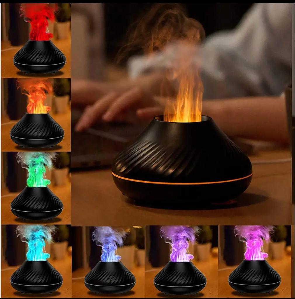 Picture of Flame Aroma Diffuser Humidifier With 7 Color LED light change Fire Flame Essential Oil Diffuser Aroma Multicolor Humidifier for Home Office Living Room Bed Room