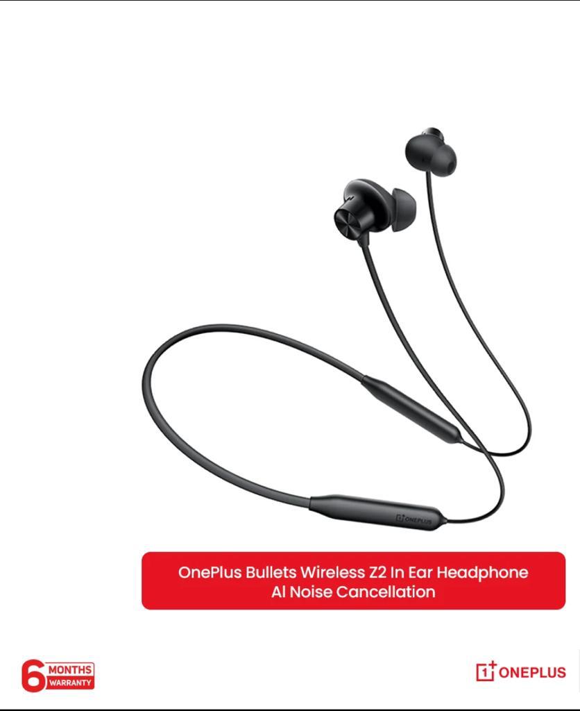Picture of OnePlus Bullets Z2 Wireless AI Noise Cancellation Bluetooth Headset/Earphone Beyond Bass With 12.4mm bass driver