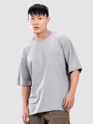 Buy Oversized Plain T-Shirt – Silver Ash  Best in Bangladesh