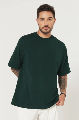 Buy Oversized Plain T-Shirt – Bottle Green Best in Bangladesh