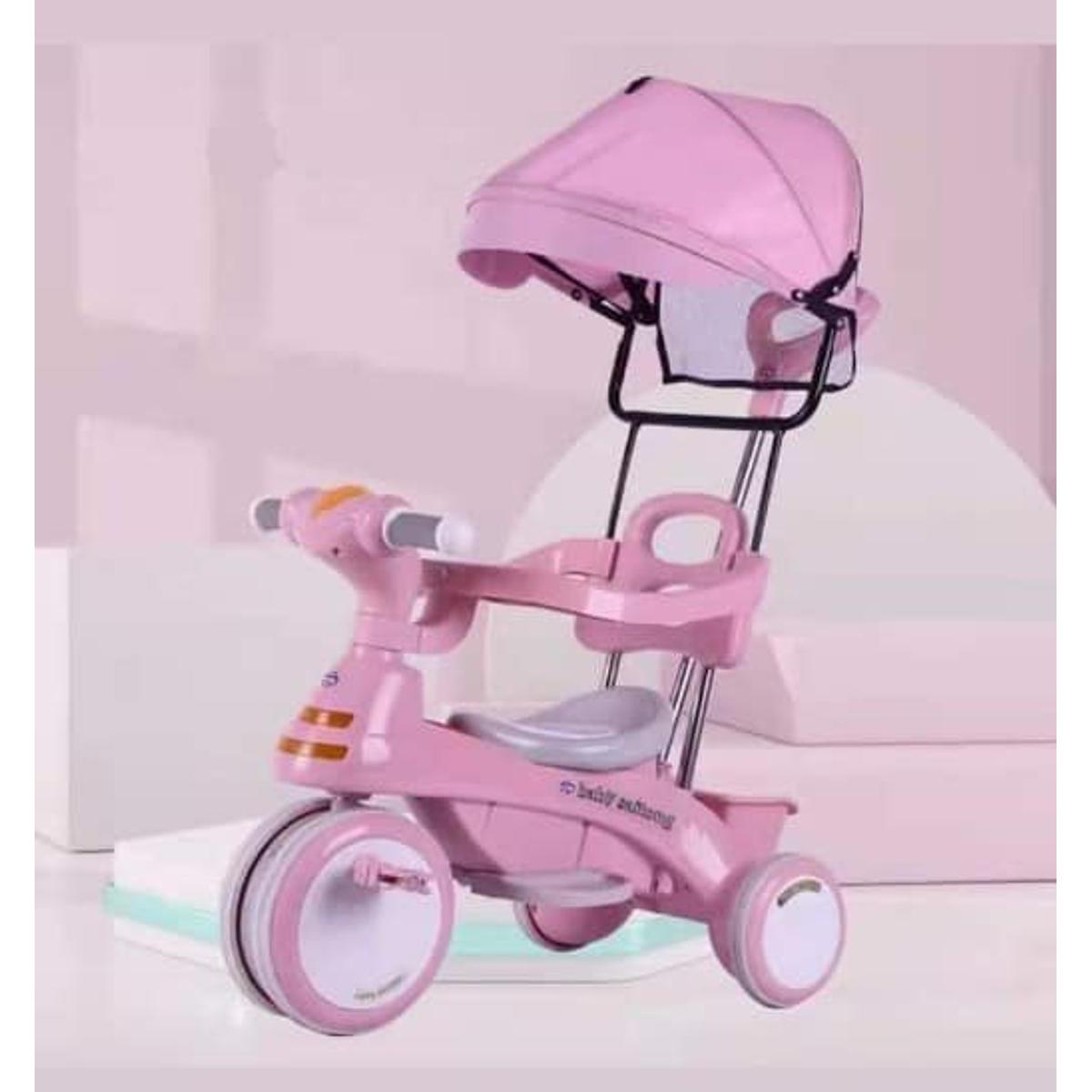 Picture of JoyRide 3 in 1 Baby Tricycle Toddler Stroller Kids Pedal Tricycle w/ Pusher Removable Canopy Safety Bar Storage Footrest for 18 Months to 8 Years With Safety Brecciate,pink