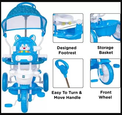 Picture of Micky Baby Tricycle with Adjustable Seat and Parent Control Handle (1-4 Years Kids)