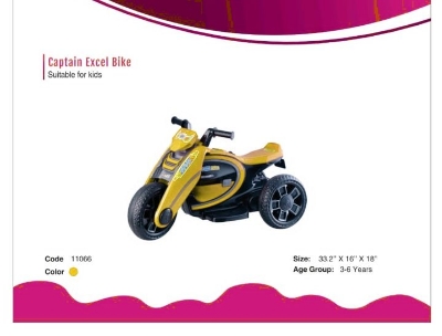 Picture of ACI Captain Excel Electric Bike with Foot Pickup & Bluetooth Music Control Red & Yellow Cash On Delivery Available
