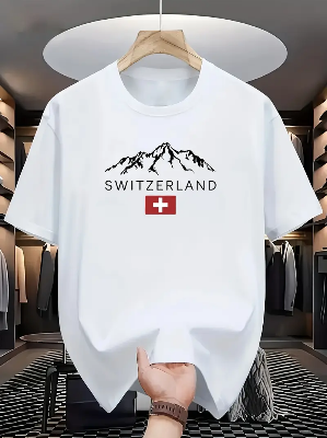 Buy Drop Shoulder Print T-Shirt – Switzerland – White  Best in Bangladesh