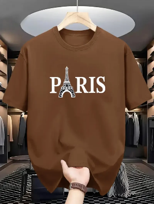 Buy Drop Shoulder Print T-Shirt – Paris Eiffel Tower – Coffee   Best in Bangladesh