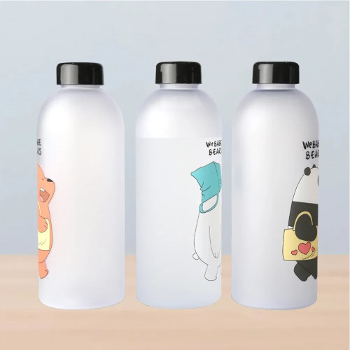 Picture of Water Bottles Cute Panda Bear Cup with Straw Transparent Cartoon 1000ml