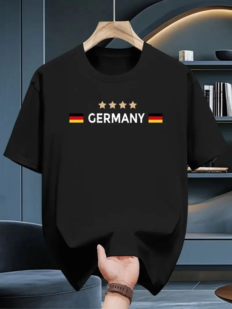 Buy  Drop Shoulder Print T-Shirt – Germany 4 Star – Black  Best in Bangladesh