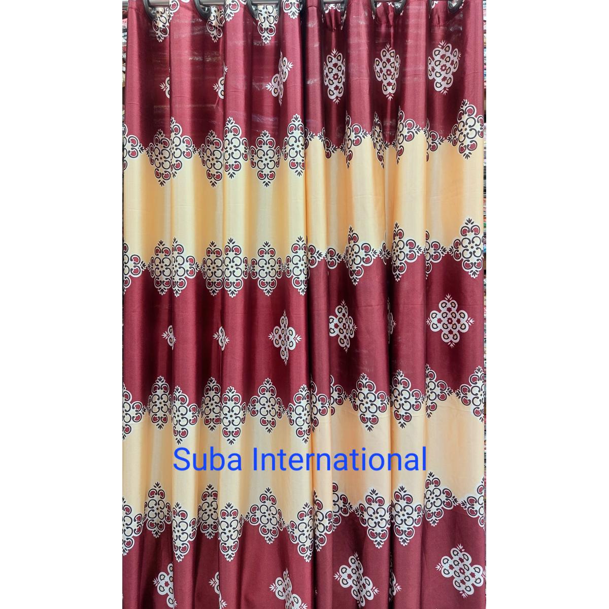 Picture of Synthetic Satin Curtain- Red,Maroon,Golden and White From Suba International