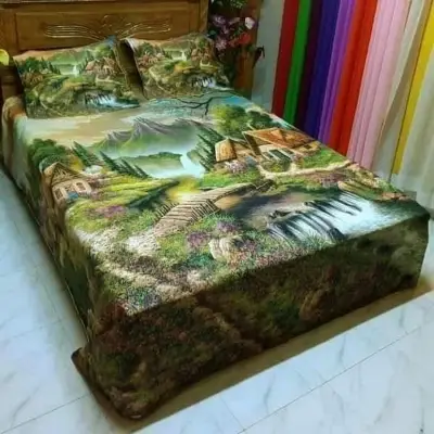 Picture of Cotton 7.5 Feet By 8.5 Feet Double Size Bedsheet With Two  Pillow Covers - Bed Sheet